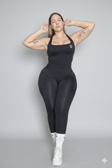 Set Activewear Black Top y Leggin con bolsillos