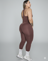 Set Activewear Coffee Top y Leggin con bolsillos