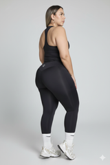 Set Activewear Black Top y Leggin con bolsillos