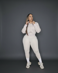 Set Activewear Jacket & Leggin Ivory y Blanco