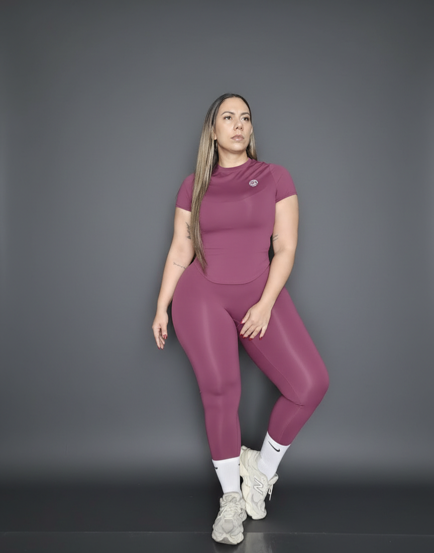 Set Activewear Camisa Manga & Leggin Color Vino