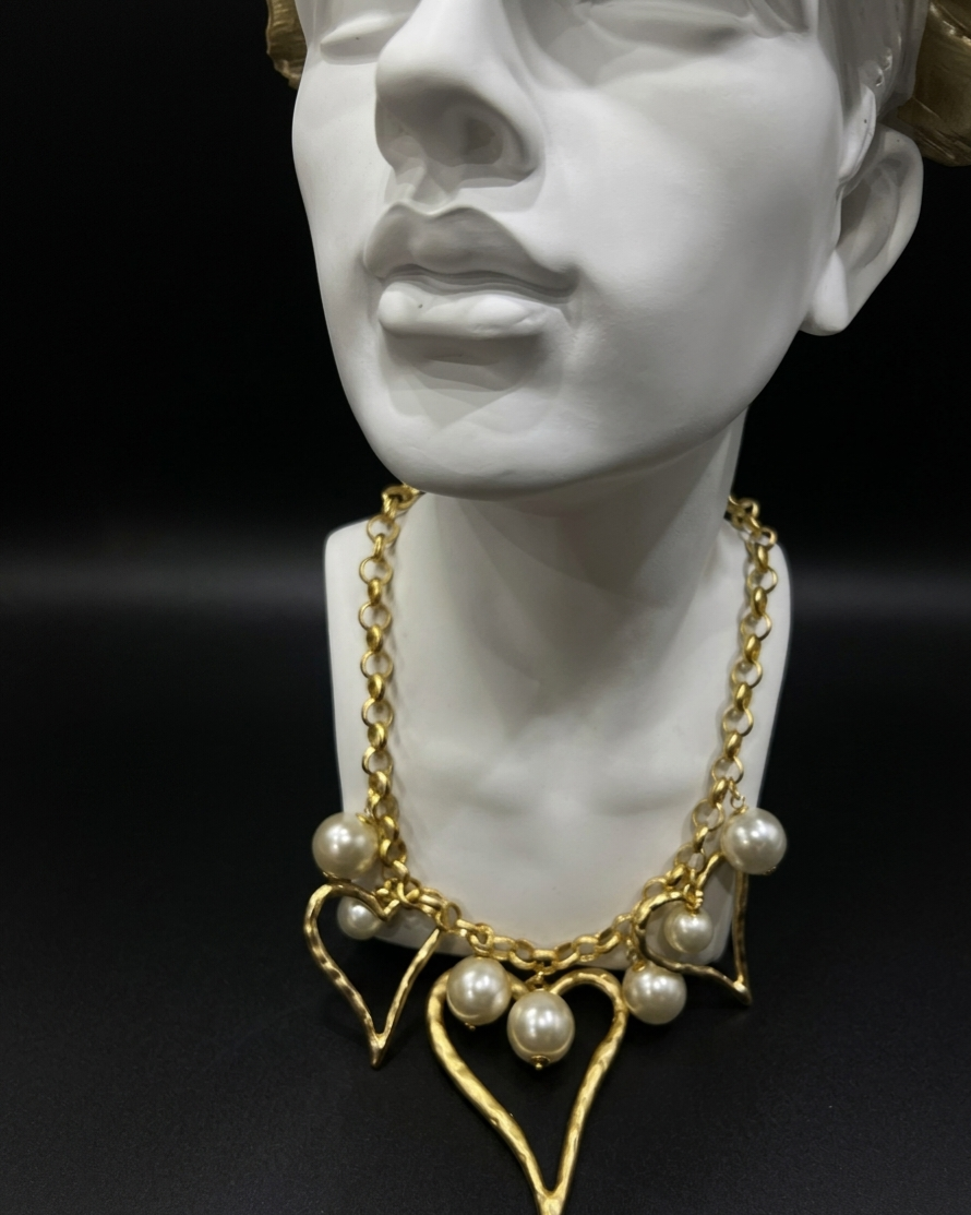 Collar Corazones & Perlas Línea Turca Hand-Made