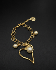 Pulsera Corazón y Perlas Línea Turca Hand-Made