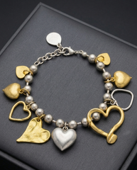 Pulsera 2 Tonos Corazones Línea Turca Hand-Made