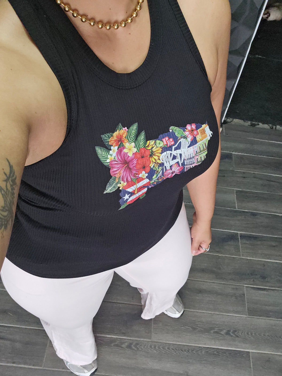 Tropical PR Black Tank Top