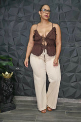 Camisa Ruffles Marrón