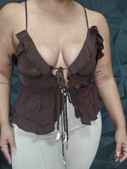 Camisa Ruffles Marrón