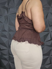 Camisa Ruffles Marrón