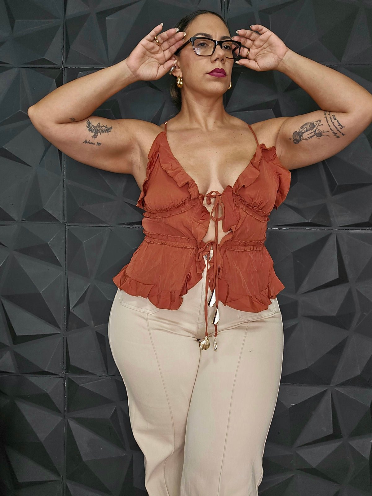 Camisa Ruffles Rust