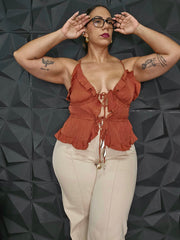 Camisa Ruffles Rust