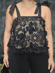 Camisa Flowers en Negra