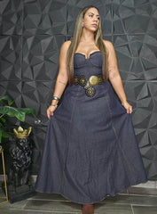 Traje Largo Denim Con Correa