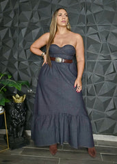 Traje strapless en denim