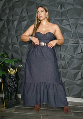 Traje strapless en denim