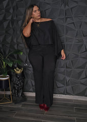 Restock Set Negro Texturizado con Top