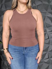 Camisa Básica Sin Mangas Espresso