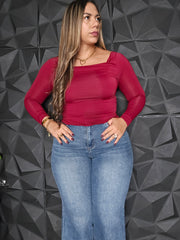 Camisa Manga Larga Spandex Vino