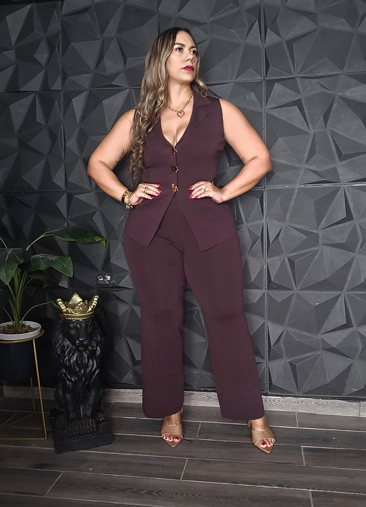 Set de Vest & Pantalón Chocolate