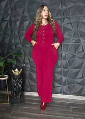 Set de pantalón & top manga larga vino