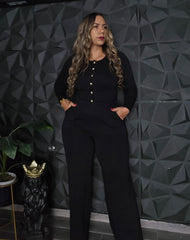 Set de pantalón & camisa manga larga negro