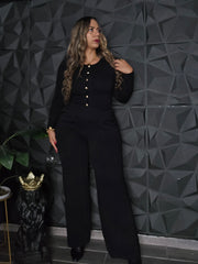 Set de pantalón & camisa manga larga negro