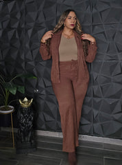 Set Camisa Manga larga & Pantalón Marrón