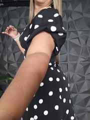 Traje Polka Dot Negro & Blanco