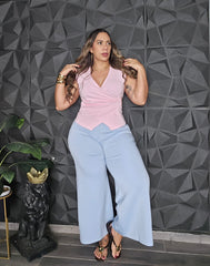 Pantalón con correa azul baby blue spandex