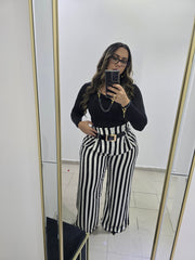 Palazo Black & White Stripe