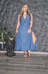Traje Midi Denim Con Correa