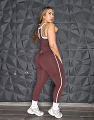 Set Activewear Camisilla & Leggin Chocolate & Blanco