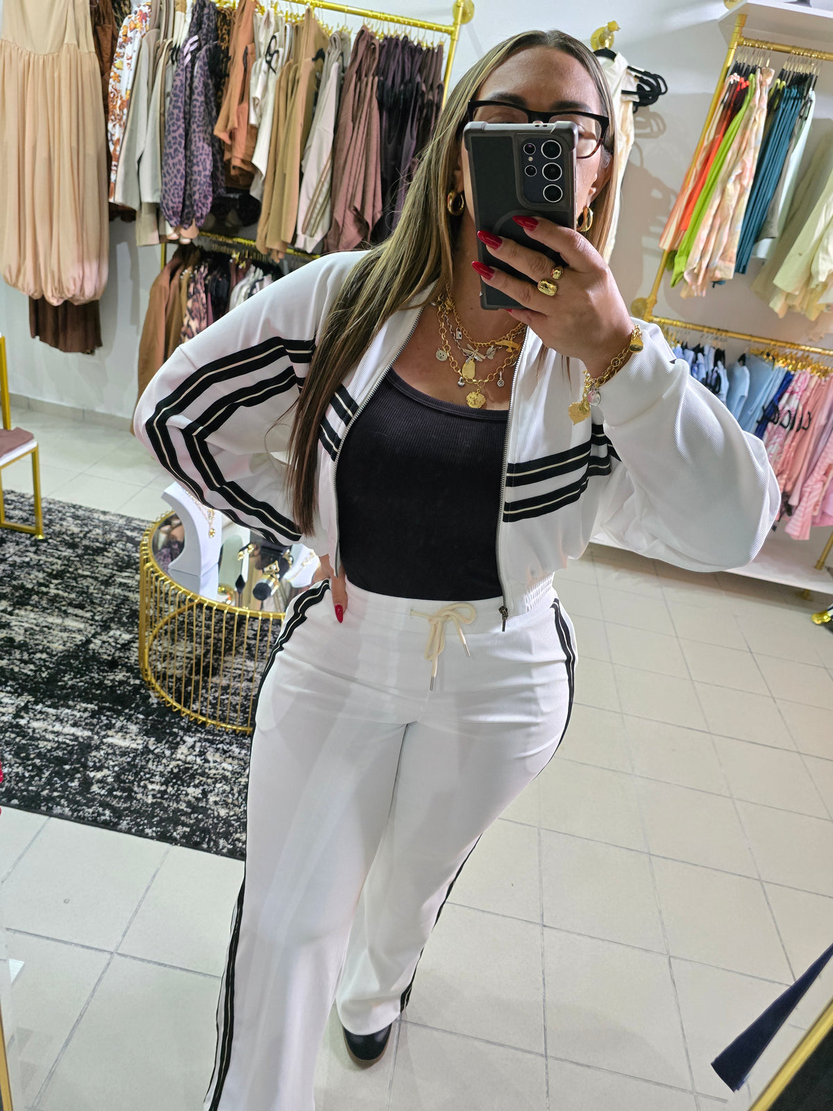 Set de Jacket Rib Blanco & Negro Strech Línea Colombiana