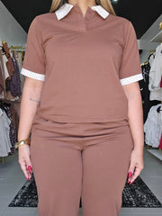 Set Brown & Ivory Polka Dot