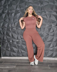 Set Activewear Marrón Camisa Mangas Cortas & Pantalón