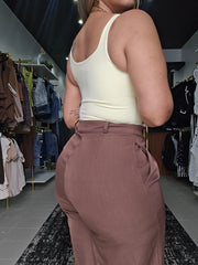 Set Colombiano Long Vest & Pantalón Café