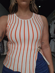 Blusa Tejita de Rayas con Detalle Dorado