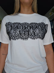 Camisa Blanca La Dolce Vita Encaje Negro