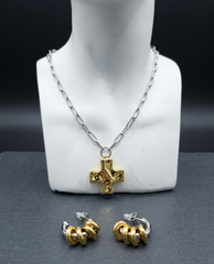 Cruz Necklace Two Tone Stainless Steel