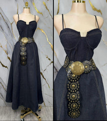Traje Largo Denim Con Correa