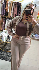Set de Jacket Rib Camel Strech Línea Colombiana