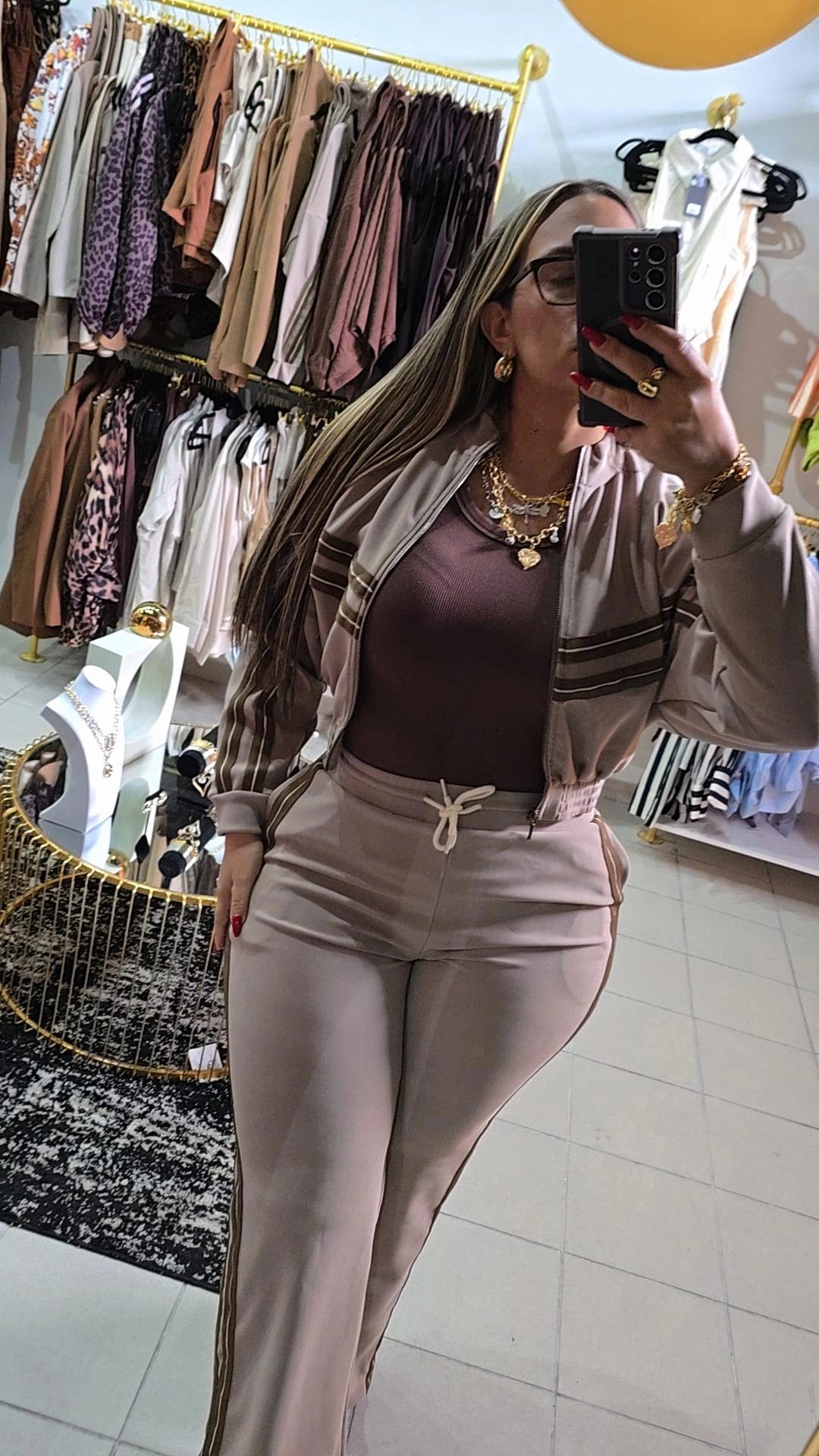 Set de Jacket Rib Camel Strech Línea Colombiana