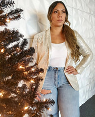 Soft White Lentejuelas Blazer