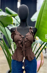 Camisa Ruffles Marrón