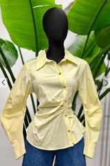 Camisa Manga Larga Amarilla Botones Dorados