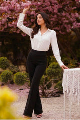 Pantalón Vestir Negro Strech Cintura Alta