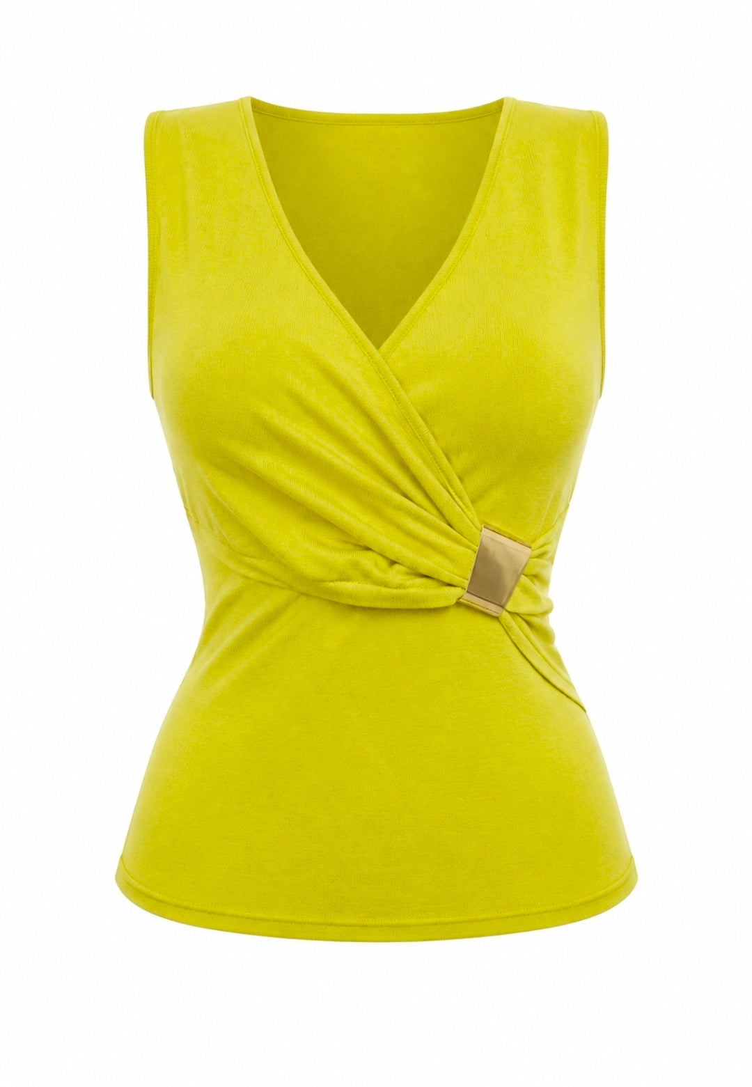 Camisa Verde con Acento Dorado Stretch