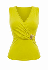 Camisa Verde con Acento Dorado Stretch
