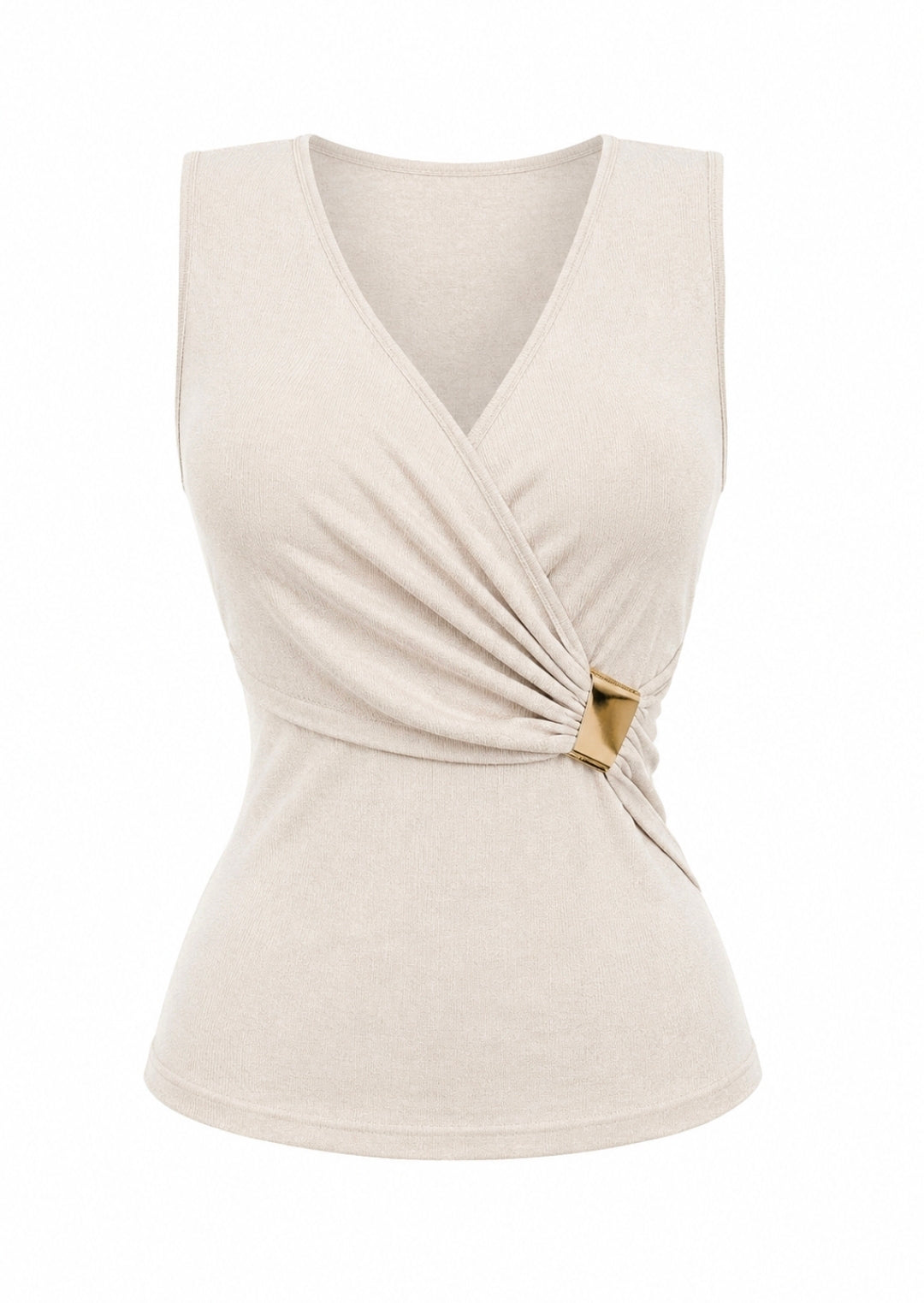 Camisa beige Con Acento Dorado Strech