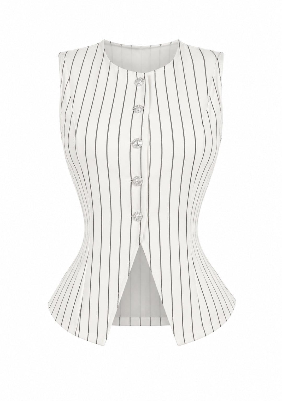 Vest Strech Blanco con Líneas