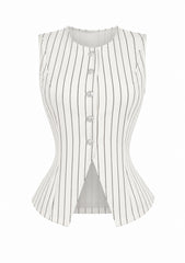 Vest Strech Blanco con Líneas